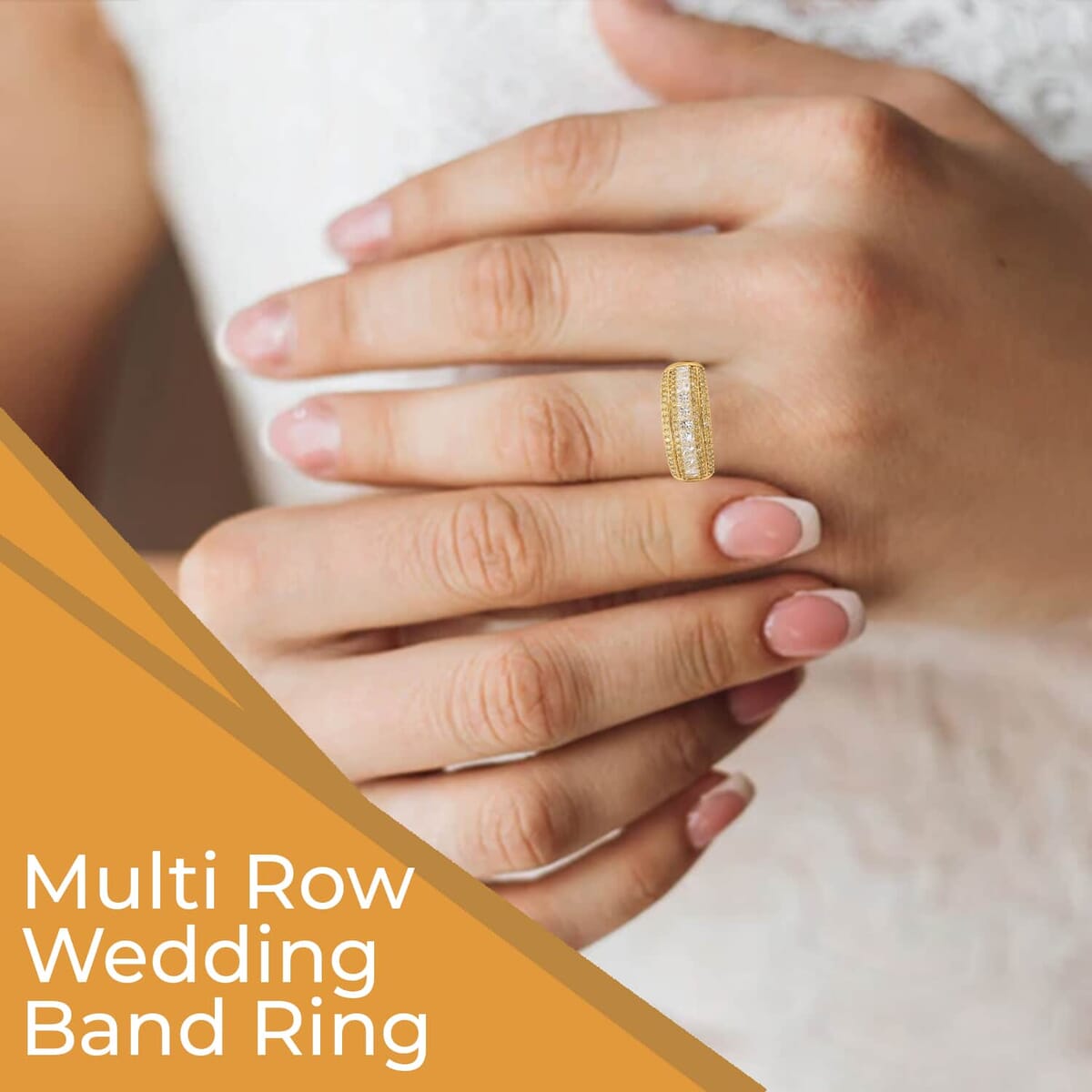 14K Yellow Gold Diamond Ring, Natural Yellow and White Diamond Ring, SI Diamond Ring, Gold Ring, Multi Row Diamond Ring, Gold Wedding Rings 1.00 ctw (Size 10) image number 3