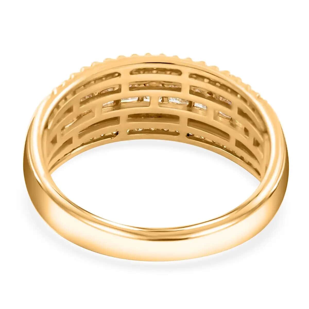 14K Yellow Gold Diamond Ring, Natural Yellow and White Diamond Ring, SI Diamond Ring, Gold Ring, Multi Row Diamond Ring, Gold Wedding Rings 1.00 ctw (Size 10) image number 5
