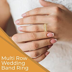 14K Yellow Gold Diamond Ring, Natural Yellow and White Diamond Ring, SI Diamond Ring, Gold Ring, Multi Row Diamond Ring, Gold Wedding Rings 1.00 ctw (Size 12)
