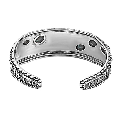 Artisan Crafted Sierra Nevada Turquoise and White Buffalo 6.90 ctw Eagle Cuff Bracelet in Sterling Silver (7.25 In)