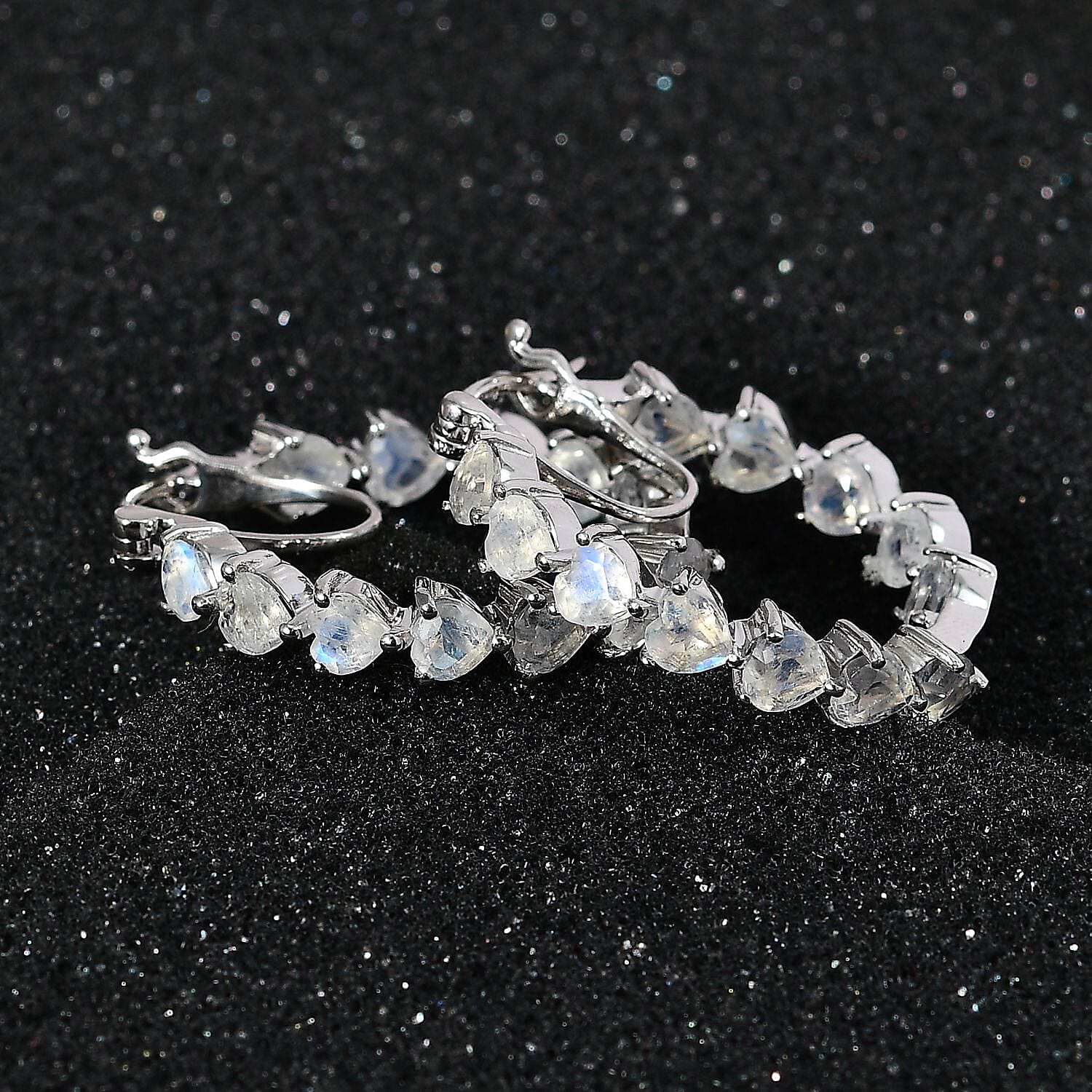 Premium Rainbow Moonstone Inside Out Hoop Earrings in Platinum Over Sterling Silver 6.00 ctw