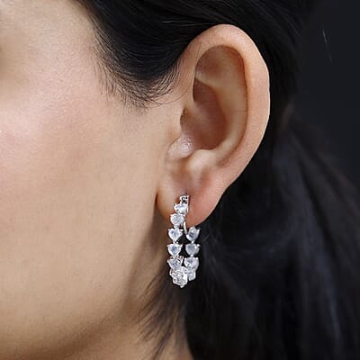 Premium Rainbow Moonstone Inside Out Hoop Earrings in Platinum Over Sterling Silver 6.00 ctw