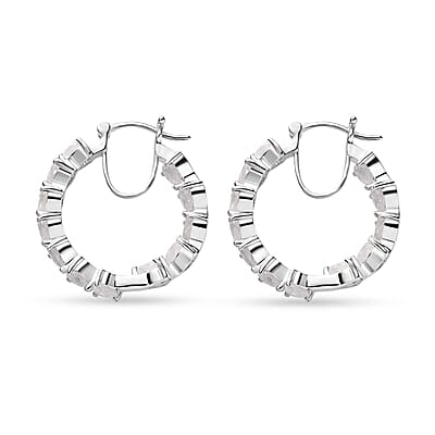 Premium Rainbow Moonstone Inside Out Hoop Earrings in Platinum Over Sterling Silver 6.00 ctw