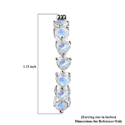 Premium Rainbow Moonstone Inside Out Hoop Earrings in Platinum Over Sterling Silver 6.00 ctw