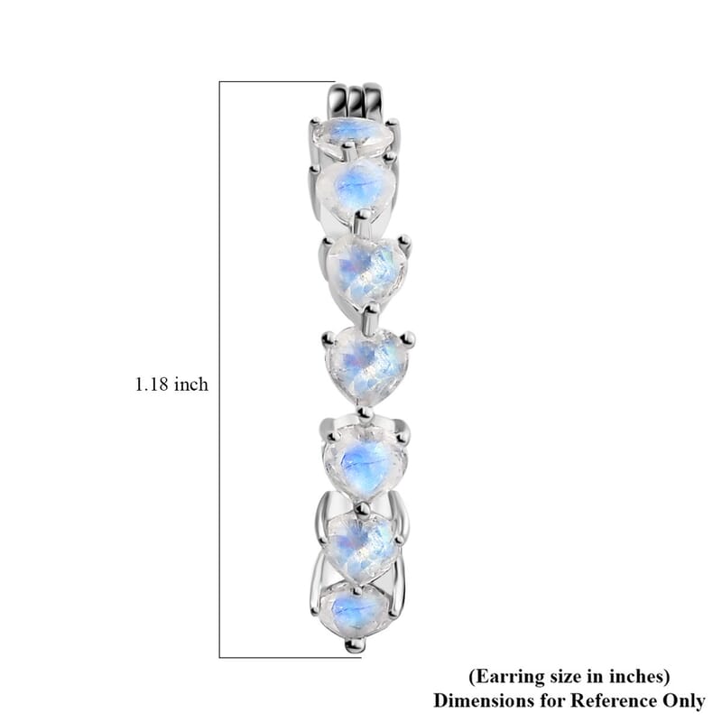 Premium Rainbow Moonstone Inside Out Hoop Earrings in Platinum Over Sterling Silver 6.00 ctw