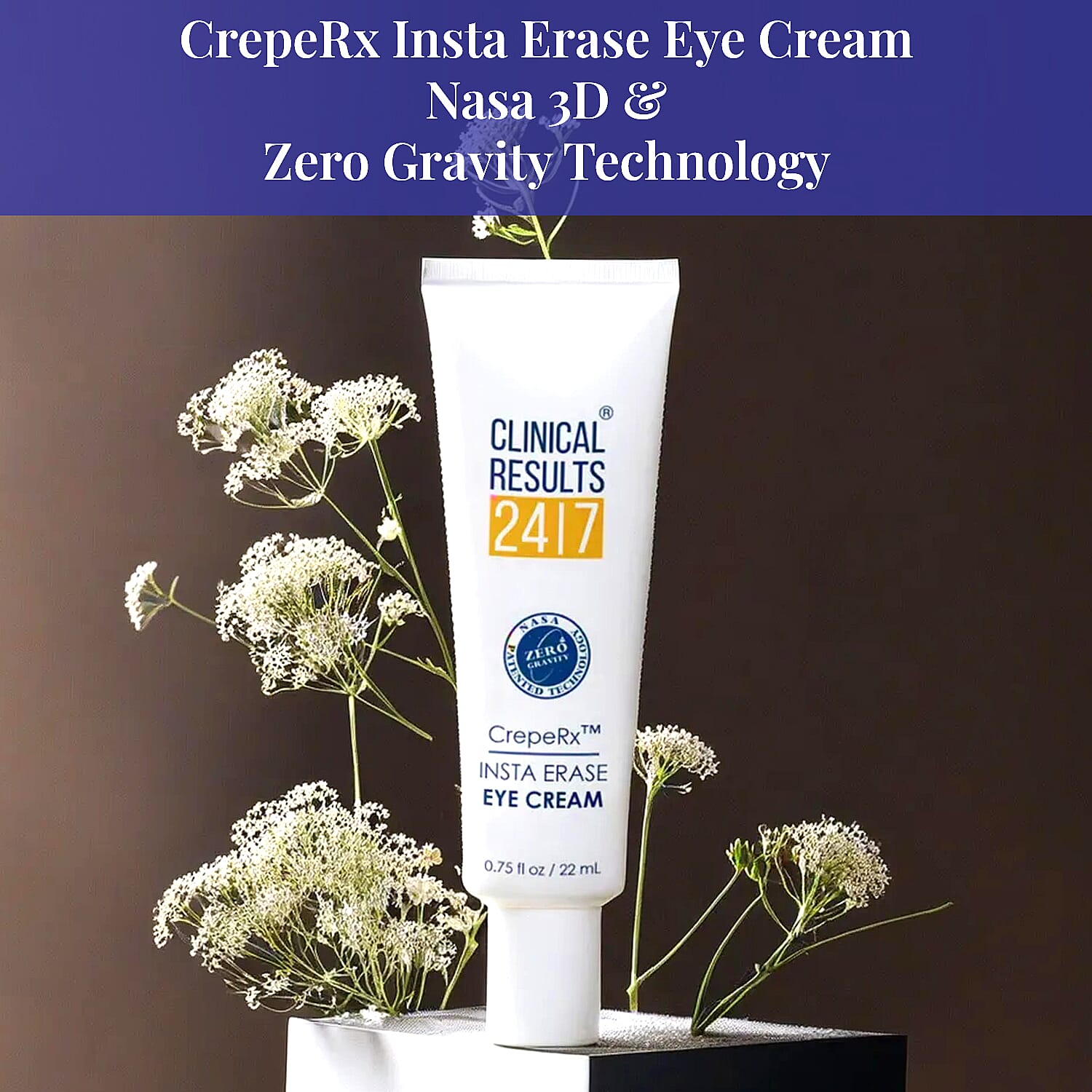 Clinical Results CrepeRx Insta Erase Eye Cream For Fine Lines And Wrinkles Reduction, Lightweight Eye Cream For All Skin Types 0.75 oz