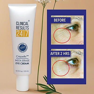 Clinical Results CrepeRx Insta Erase Eye Cream For Fine Lines And Wrinkles Reduction, Lightweight Eye Cream For All Skin Types 0.75 oz