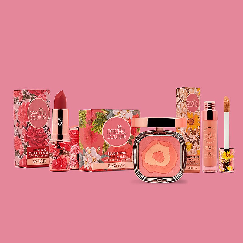 Rachel Couture Makeup Essentials Set of Medium Concealer Correcteur Mood Lipstick And Blush, Vegan Matte Finish Cruelty-Free Makeup Set of 3 Products For All Skin Types