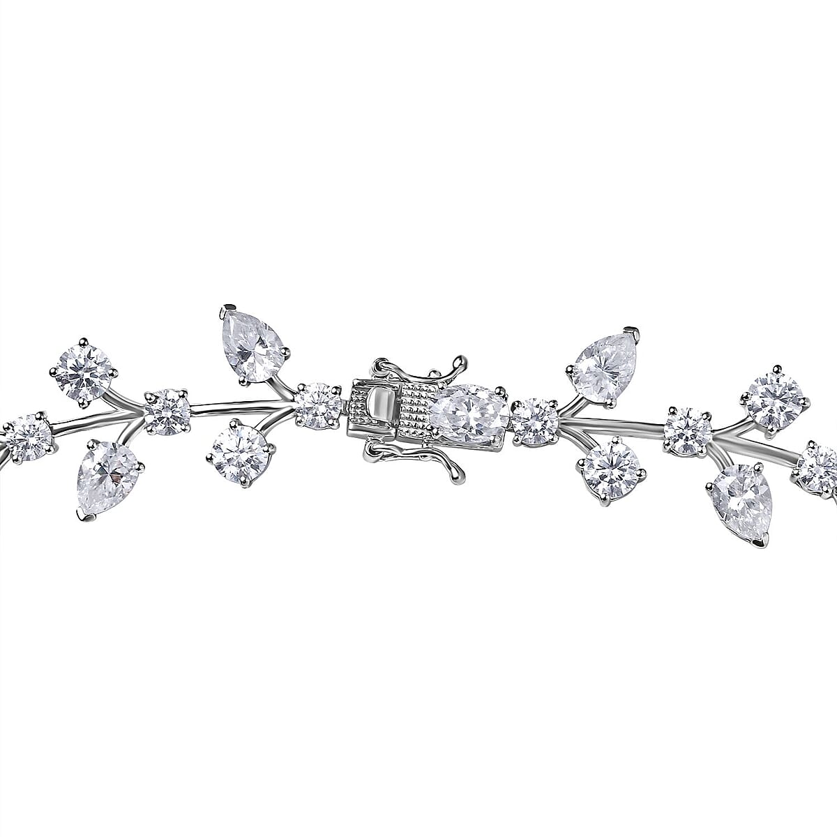 Dark Green Moissanite and White Moissanite 142.50 ctw Necklace 18 Inches in Platinum Over Sterling Silver image number 3