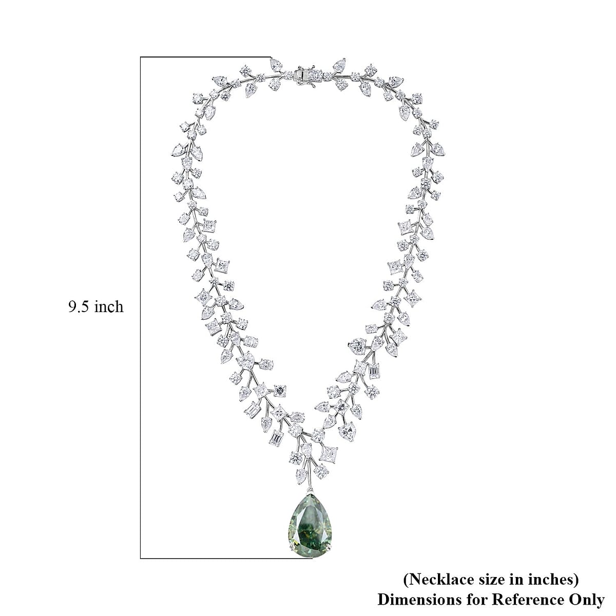 Dark Green Moissanite and White Moissanite 142.50 ctw Necklace 18 Inches in Platinum Over Sterling Silver image number 4