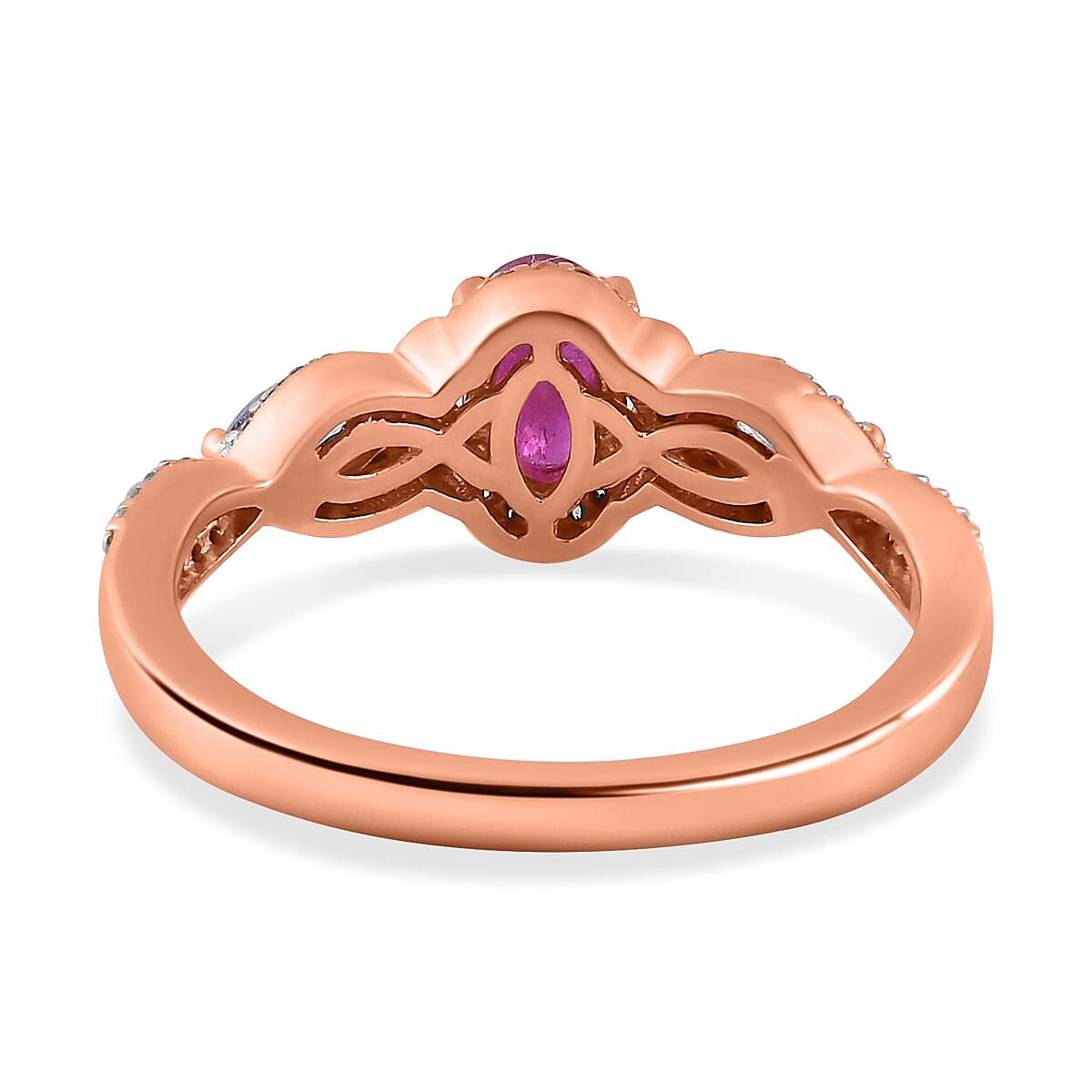 Premium Montepuez Ruby and Multi Gemstone Ring in Vermeil Rose Gold Over Sterling Silver (Size 10.0) 1.00 ctw