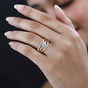 Moissanite 1.12 ctw Ring in Vermeil Yellow Gold Over Sterling Silver (Size 9)