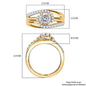 Moissanite 1.12 ctw Ring in Vermeil Yellow Gold Over Sterling Silver (Size 9)