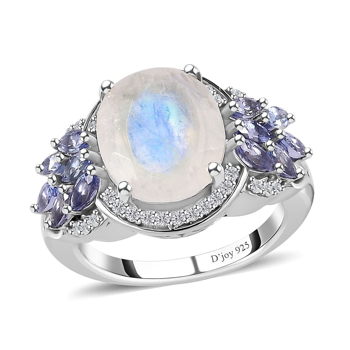 Premium Moon Glow Moonstone and Multi Gemstone 6.25 ctw Ring in Platinum Over Sterling Silver (Size 10.0)