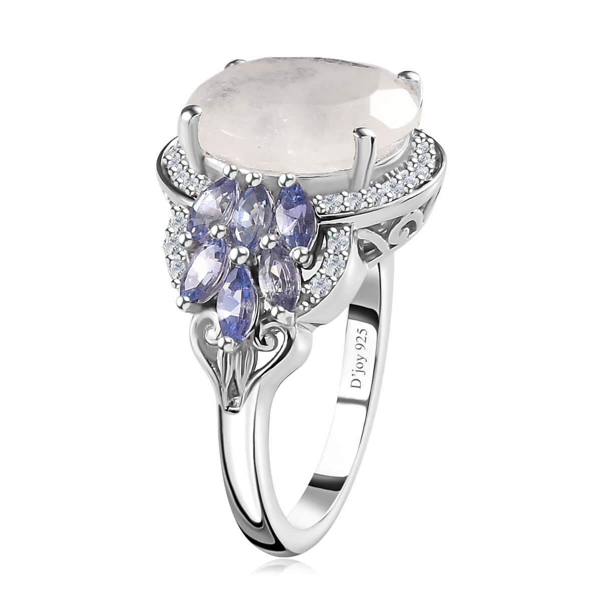 Premium Rainbow Moonstone and Multi Gemstone Ring in Platinum Over Sterling Silver (Size 10.0) 6.25 ctw image number 4