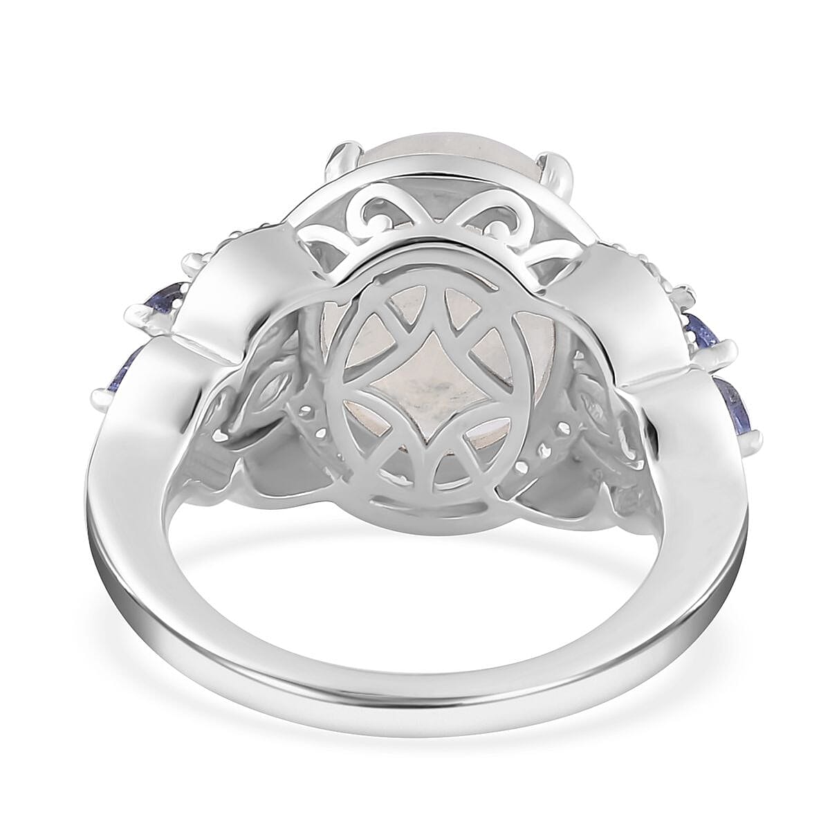 Premium Moon Glow Moonstone and Multi Gemstone 6.25 ctw Ring in Platinum Over Sterling Silver (Size 10.0)