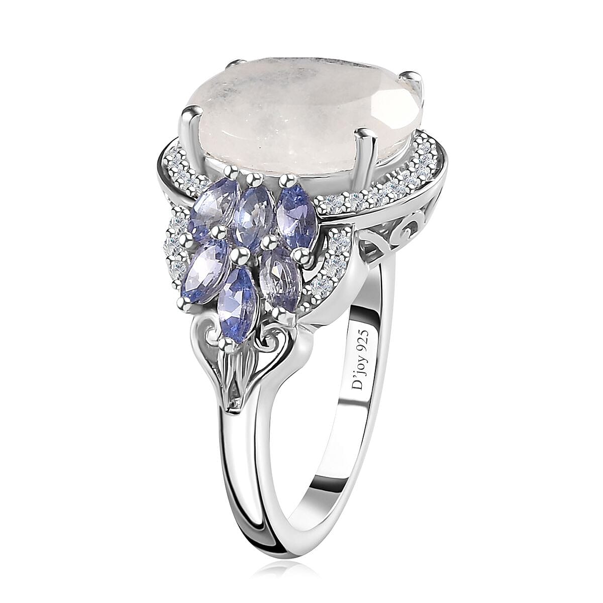 Premium Moon Glow Moonstone and Multi Gemstone 6.25 ctw Ring in Platinum Over Sterling Silver (Size 8.0) image number 4