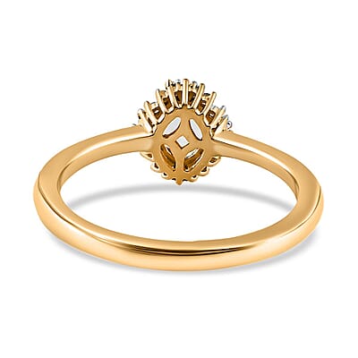 Green Tanzanite and Diamond Halo Ring in Vermeil Yellow Gold Over Sterling Silver (Size 10.0) 0.60 ctw