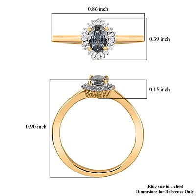 Green Tanzanite and Diamond Halo Ring in Vermeil Yellow Gold Over Sterling Silver (Size 10.0) 0.60 ctw