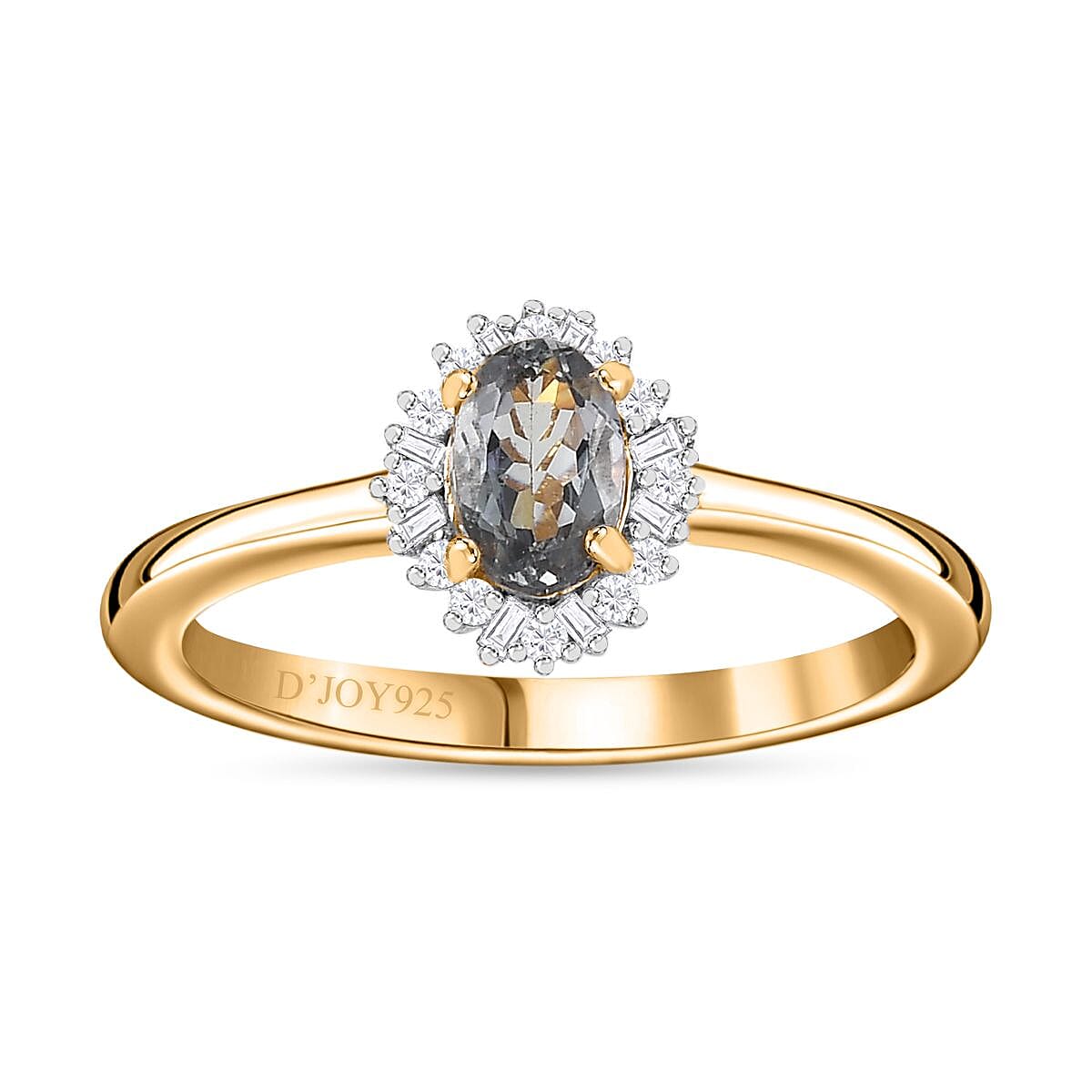 Green Tanzanite, Diamond Ring in Vermeil YG Over Sterling Silver (Size 10.0) 0.60 ctw