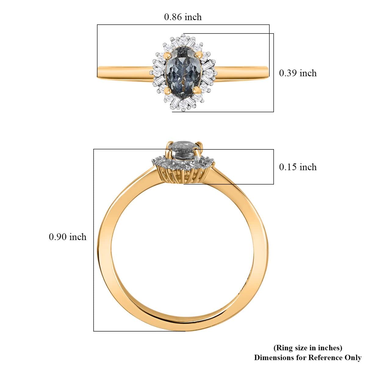 Green Tanzanite and Diamond Halo Ring in Vermeil Yellow Gold Over Sterling Silver (Size 7.0) 0.60 ctw image number 5