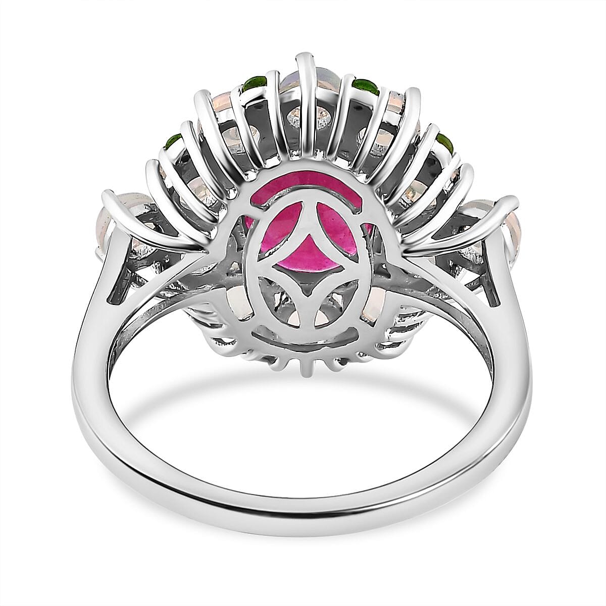 Niassa Ruby (FF) and Multi Gemstone Ring in Platinum Over Sterling Silver (Size 10.0) 5.20 ctw