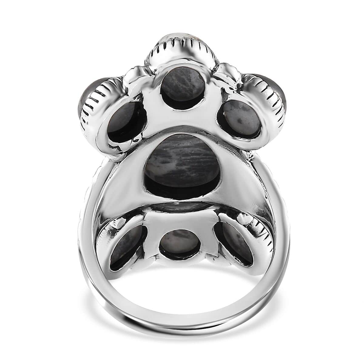 Artisan Crafted White Buffalo 7 Stone Cluster Ring in Sterling Silver (Size 6.0) 13.65 ctw image number 4