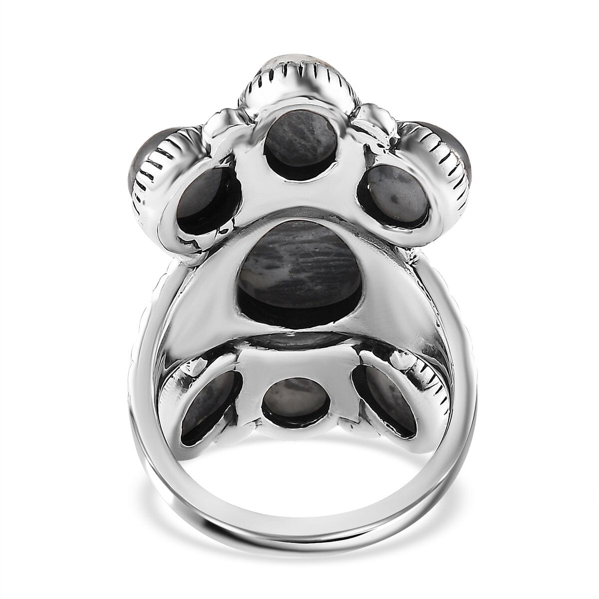 Artisan Crafted White Buffalo 7 Stone Cluster Ring in Sterling Silver (Size 9.0) 13.65 ctw image number 4