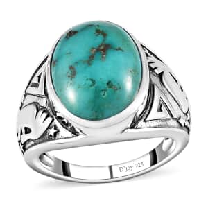 Artisan Crafted Sierra Nevada Turquoise kokopelli Men's Ring in Sterling Silver (Size 10.0) 10.70 ctw