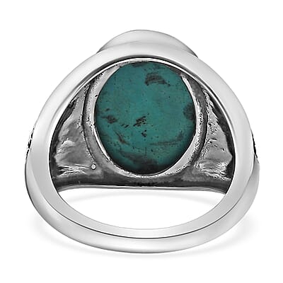 Artisan Crafted Sierra Nevada Turquoise kokopelli Men's Ring in Sterling Silver (Size 10.0) 10.70 ctw