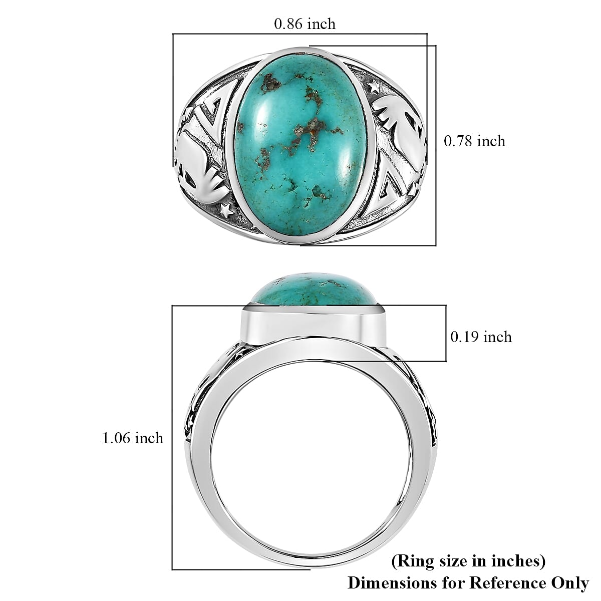 Artisan Crafted Sierra Nevada Turquoise kokopelli Men's Ring in Sterling Silver (Size 10.0) 10.70 ctw
