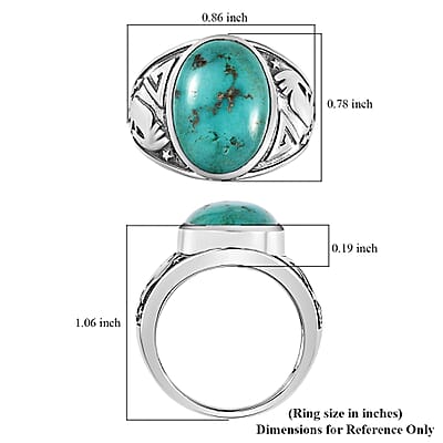 Artisan Crafted Sierra Nevada Turquoise kokopelli Men's Ring in Sterling Silver (Size 10.0) 10.70 ctw