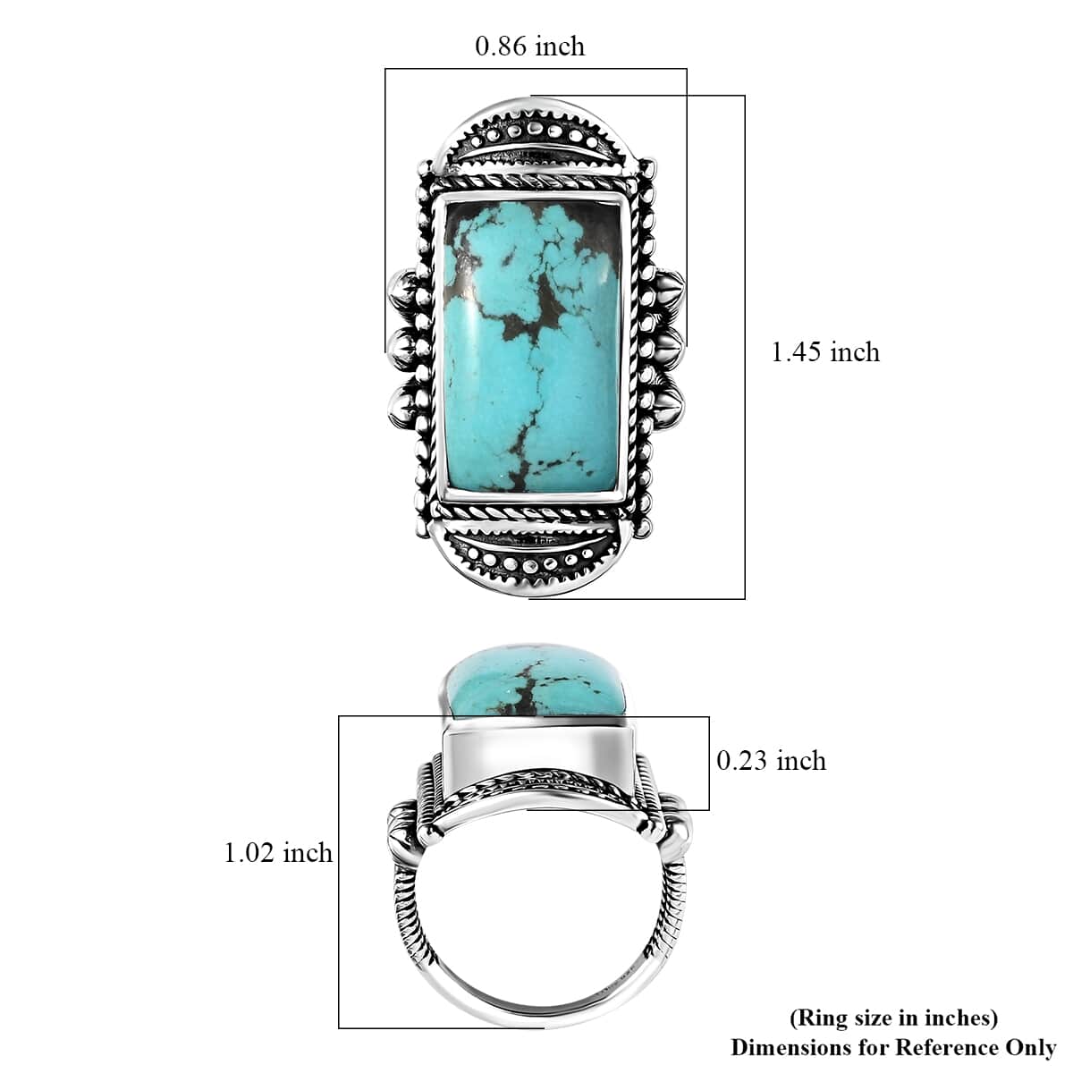 Artisan Crafted Sierra Nevada Turquoise Solitaire Ring in Sterling Silver (Size 7.0) 13.85 ctw image number 5