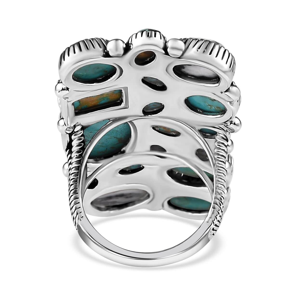 Artisan Crafted Sierra Nevada Turquoise and Multi Gemstone Ring in Sterling Silver (Size 7.0) 25.40 ctw image number 4