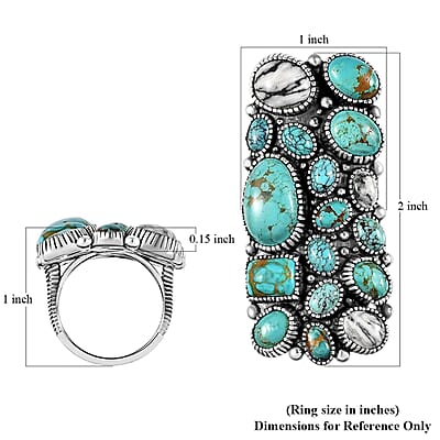 Artisan Crafted Sierra Nevada Turquoise and Multi Gemstone 25.40 ctw Ring in Sterling Silver (Size 7.0)