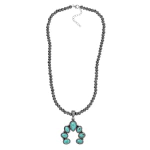 Artisan Crafted Sierra Nevada Turquoise Squash Blossom Necklace 18-20 Inches in Sterling Silver 13.30 ctw