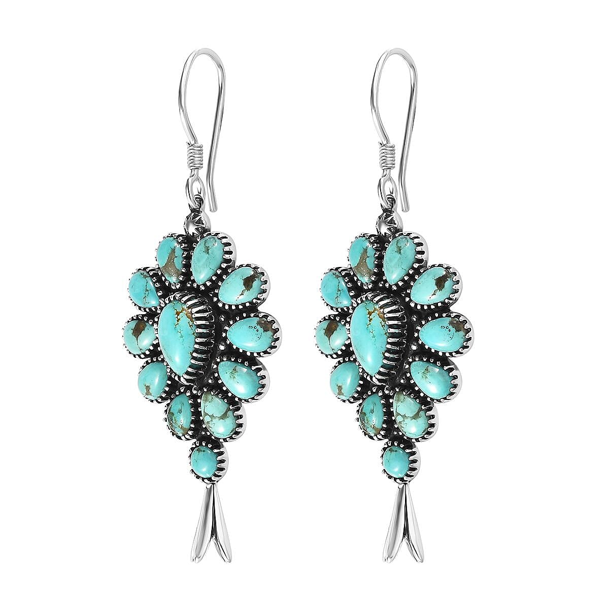 Artisan Crafted Sierra Nevada Turquoise Dangle Earrings in Sterling Silver 11.85 ctw