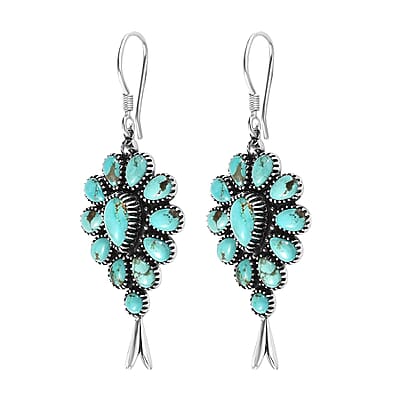 Artisan Crafted Sierra Nevada Turquoise Dangle Earrings in Sterling Silver 11.85 ctw