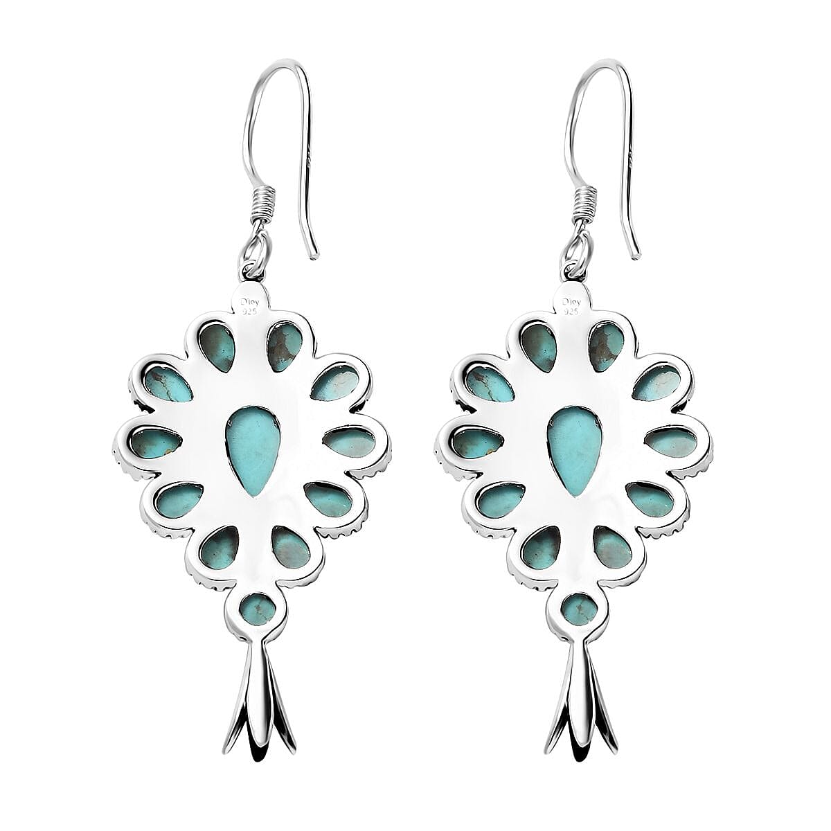 Artisan Crafted Sierra Nevada Turquoise Dangle Earrings in Sterling Silver 11.85 ctw