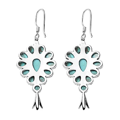 Artisan Crafted Sierra Nevada Turquoise Dangle Earrings in Sterling Silver 11.85 ctw