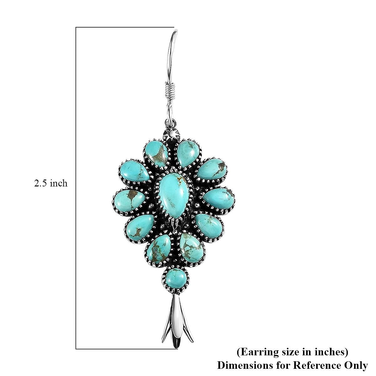Artisan Crafted Sierra Nevada Turquoise Dangle Earrings in Sterling Silver 11.85 ctw