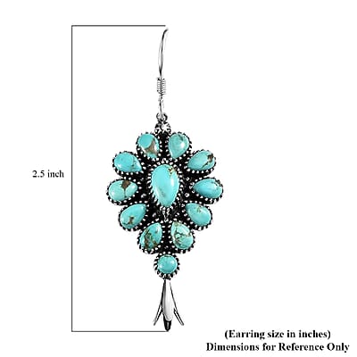Artisan Crafted Sierra Nevada Turquoise Dangle Earrings in Sterling Silver 11.85 ctw