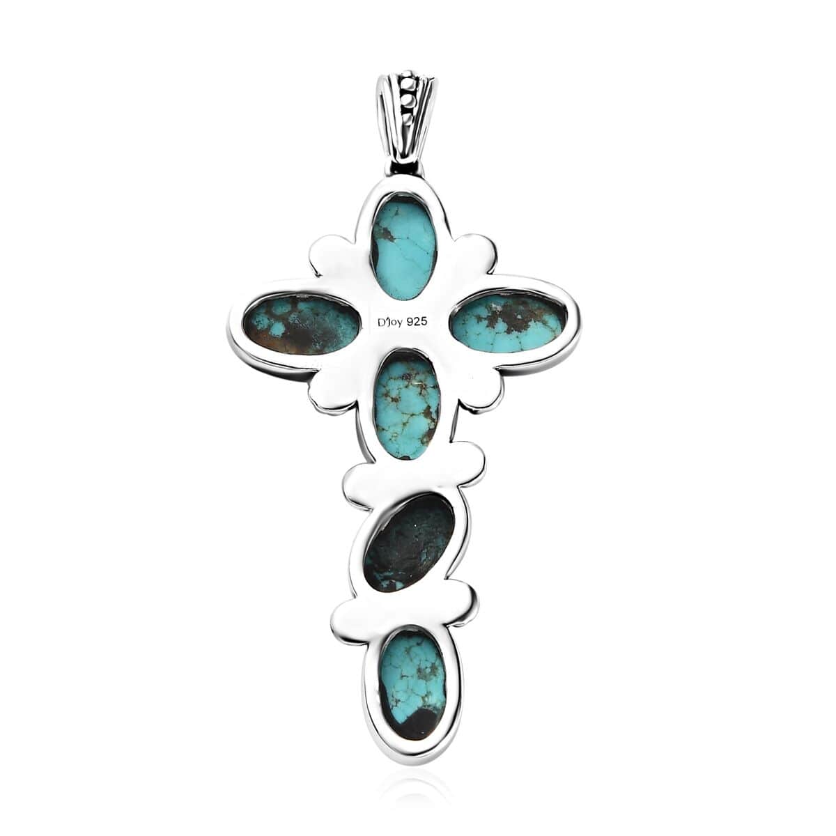 Artisan Crafted Sierra Nevada Turquoise Cross Pendant in Sterling Silver 10.30 ctw image number 4