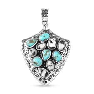 Artisan Crafted Sierra Nevada Turquoise and White Buffalo Arrow Head Pendant in Sterling Silver 5.10 ctw