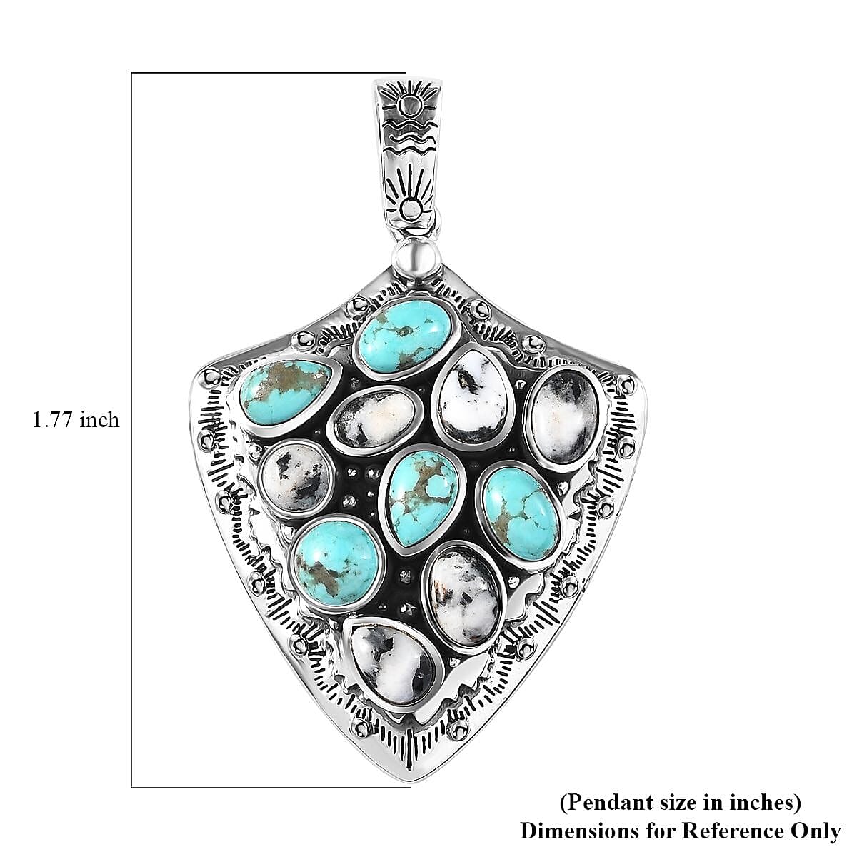 Artisan Crafted Sierra Nevada Turquoise and White Buffalo Arrow Head Pendant in Sterling Silver 5.10 ctw