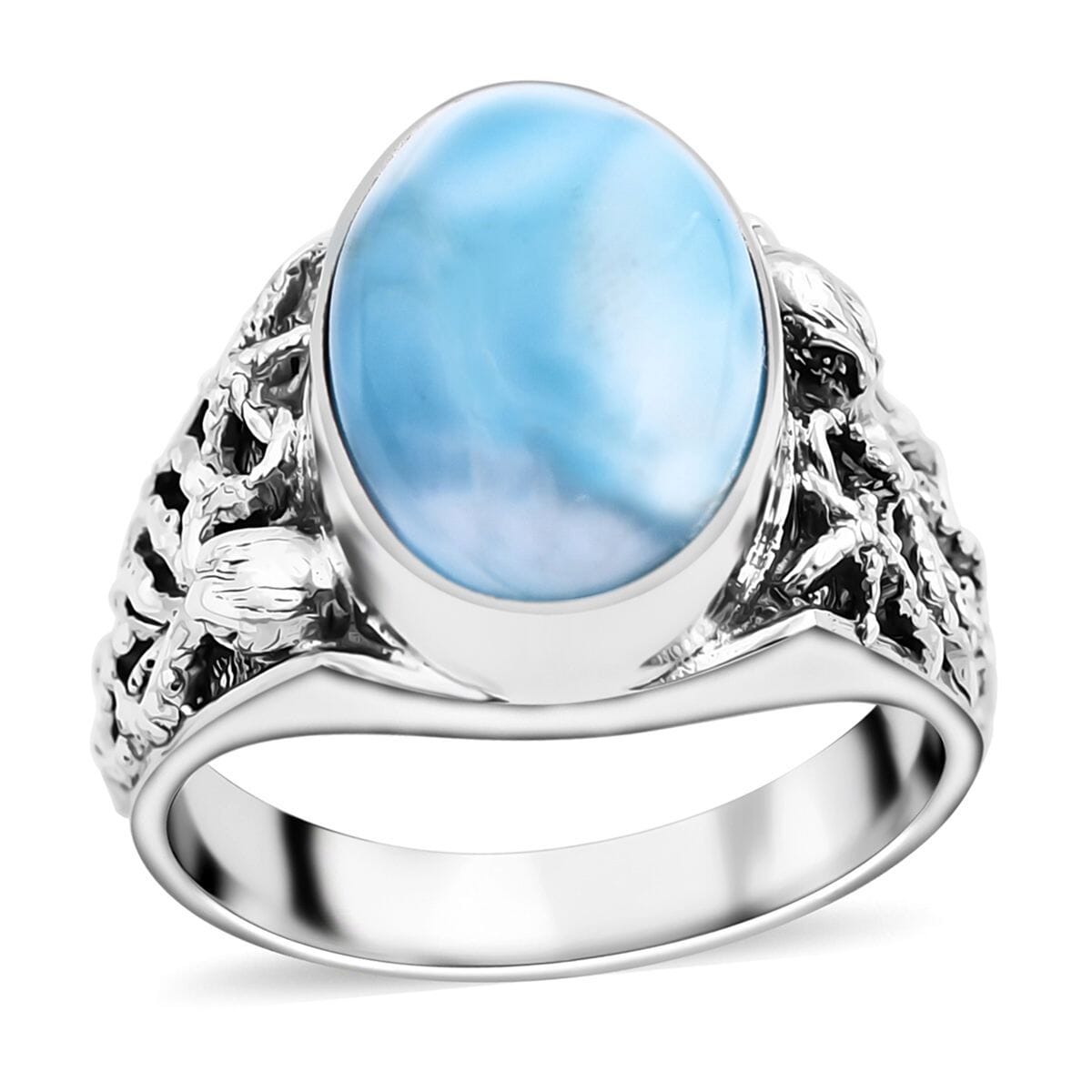 Bali Legacy Premium Larimar Octopus Ring in Sterling Silver (Size 10.0) 8.25 ctw image number 0