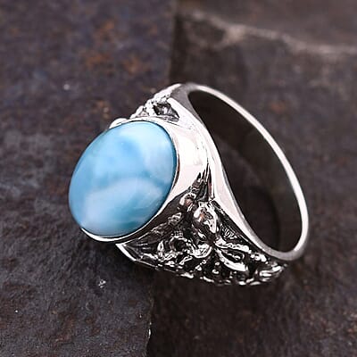 Bali Legacy Larimar Octopus Ring in Sterling Silver (Size 10.0) 8.25 ctw