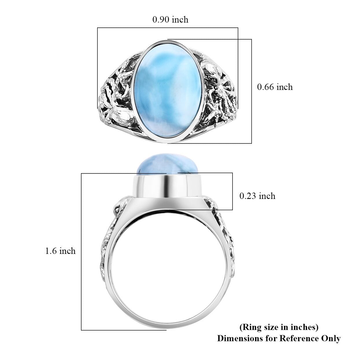 Bali Legacy Premium Larimar Octopus Ring in Sterling Silver (Size 10.0) 8.25 ctw image number 5