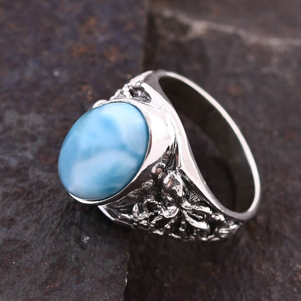 Bali Legacy Larimar Octopus Ring in Sterling Silver (Size 9.0) 8.25 ctw image number 1