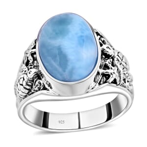Bali Legacy Larimar Turtle Ring in Sterling Silver (Size 5.0) 8.25 ctw